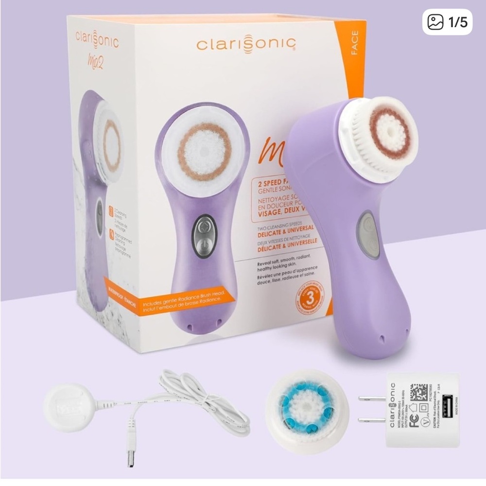 Clarisonic Mia 1 Facial Sonic Cleansing Brush + Charger - Lavender Light Purple